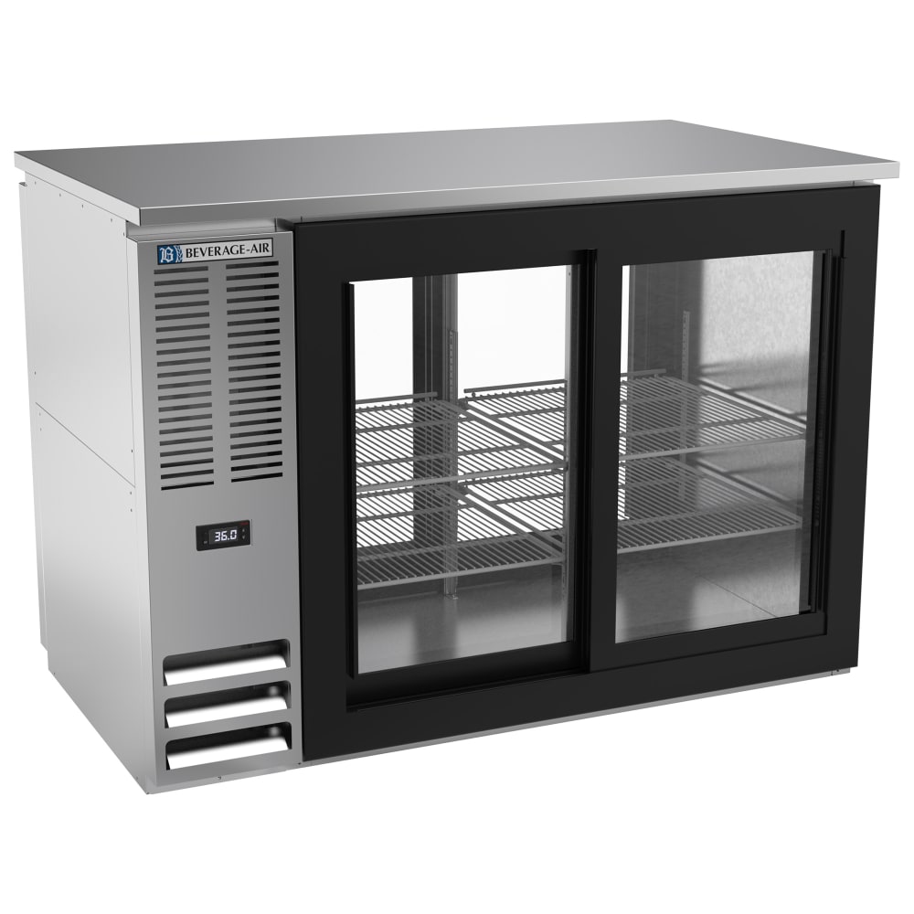 Beverage-Air BBN48HC-GS-PT-S 48" Bar Refrigerator - 4 Sliding Glass Doors, Stainless, 115v