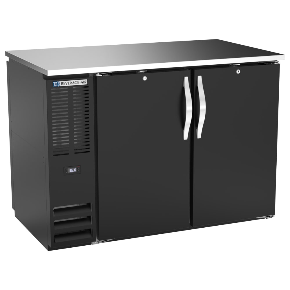 Beverage-Air BBN48HC-PT-B 48" Bar Refrigerator - 4 Swinging Solid Doors, Black, 115v
