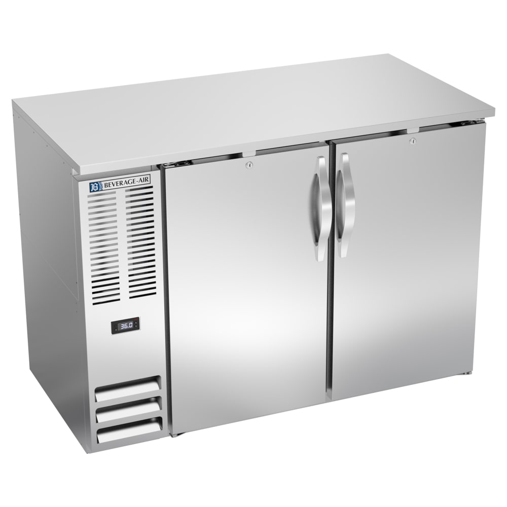 Beverage-Air BBN48HC-S 48" Bar Refrigerator - 2 Swinging Solid Doors, Stainless, 115v