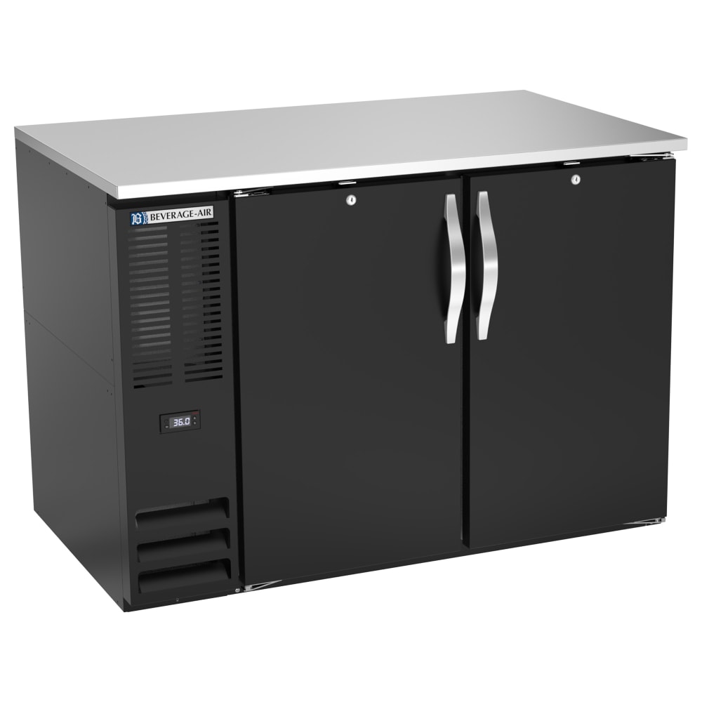 Beverage-Air BB48HC-B 48" Bar Refrigerator - 2 Swinging Solid Doors, Black, 115v