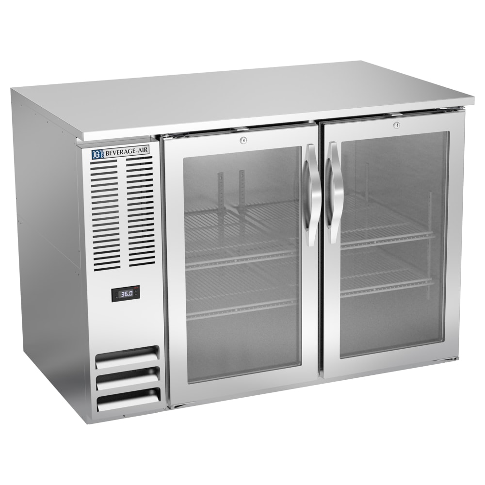 Beverage-Air BB48HC-FG-S 48" Bar Refrigerator - 2 Swinging Glass Doors, Stainless, 115v