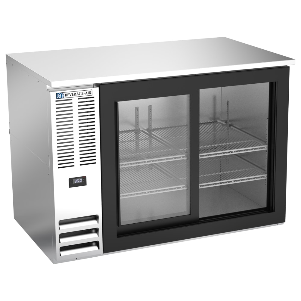 Beverage-Air BB48HC-F-GS-S 48" Bar Refrigerator - 2 Sliding Glass Doors, Stainless, 115v