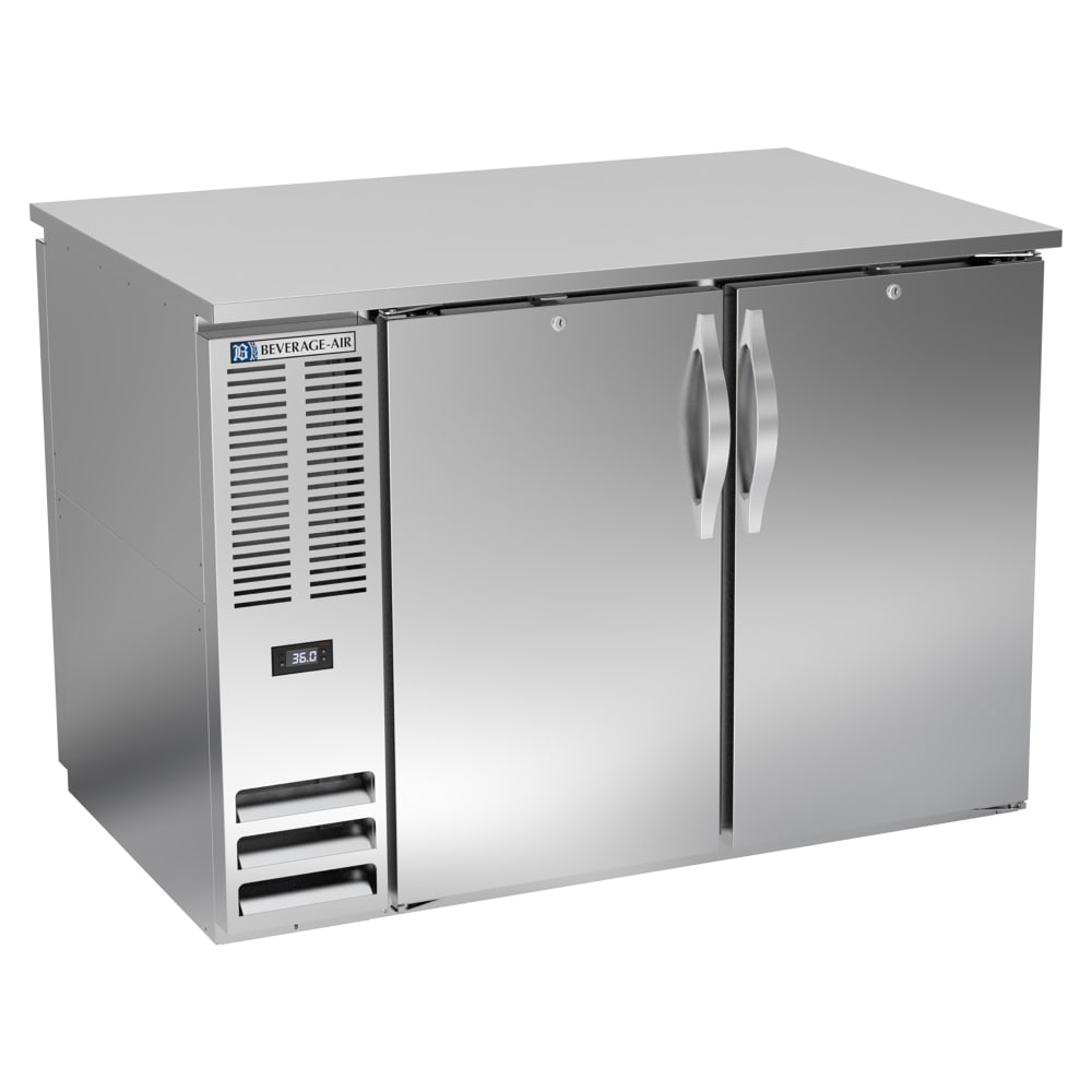 Beverage-Air BB48HC-F-PT-S 48" Pass Thru Bar Refrigerator - 4 Swinging Solid Doors, Stainless, 115v