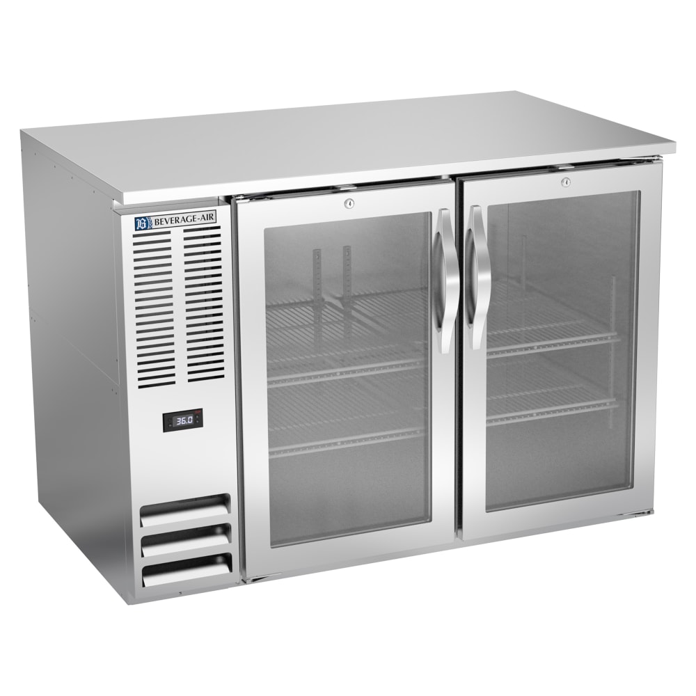 Beverage-Air BB48HC-G-S 48" Bar Refrigerator - 2 Swinging Glass Doors, Stainless, 115v