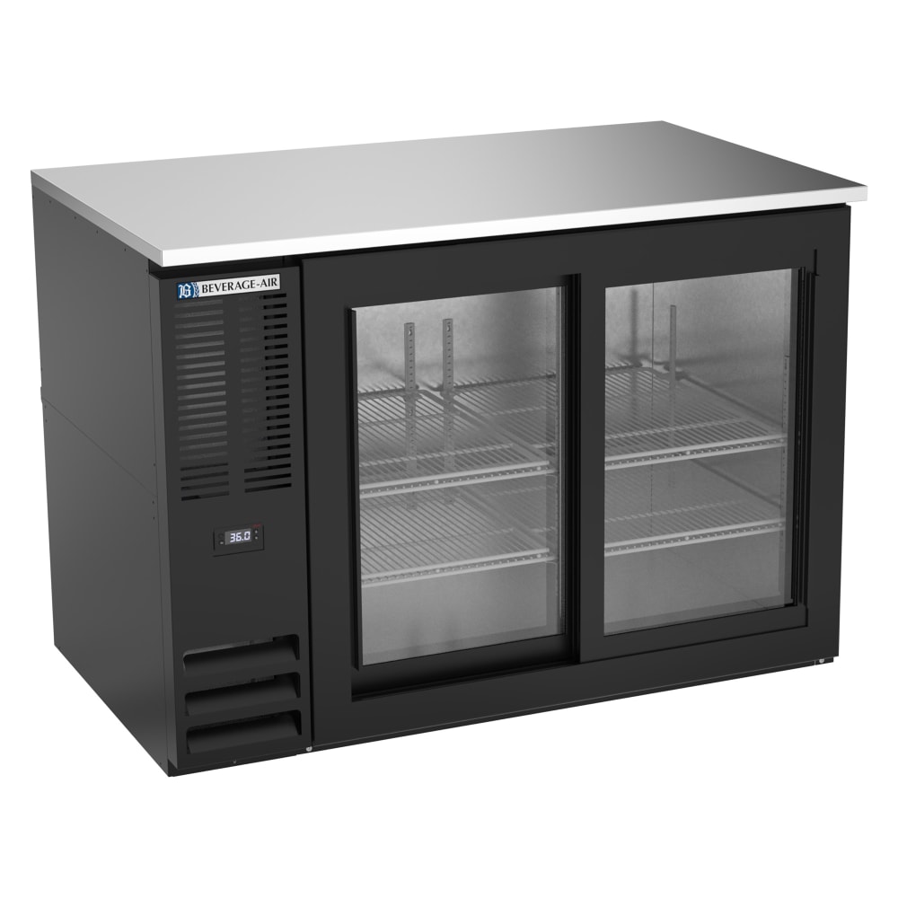 Beverage-Air BB48HC-GS-B 48" Bar Refrigerator - 2 Sliding Glass Doors, Black, 115v