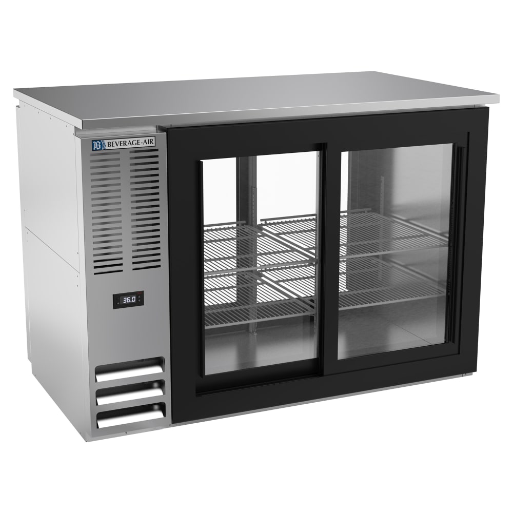 Beverage-Air BBN48HC-F-GS-PT-S 48" Pass Thru Bar Refrigerator - 4 Sliding Glass Doors, Stainless, 115v