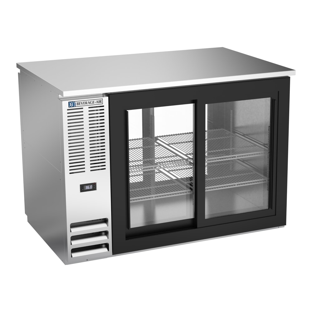 Beverage-Air BB48HC-GS-PT-S 48" Pass Thru Bar Refrigerator - 4 Sliding Glass Doors, Stainless, 115v