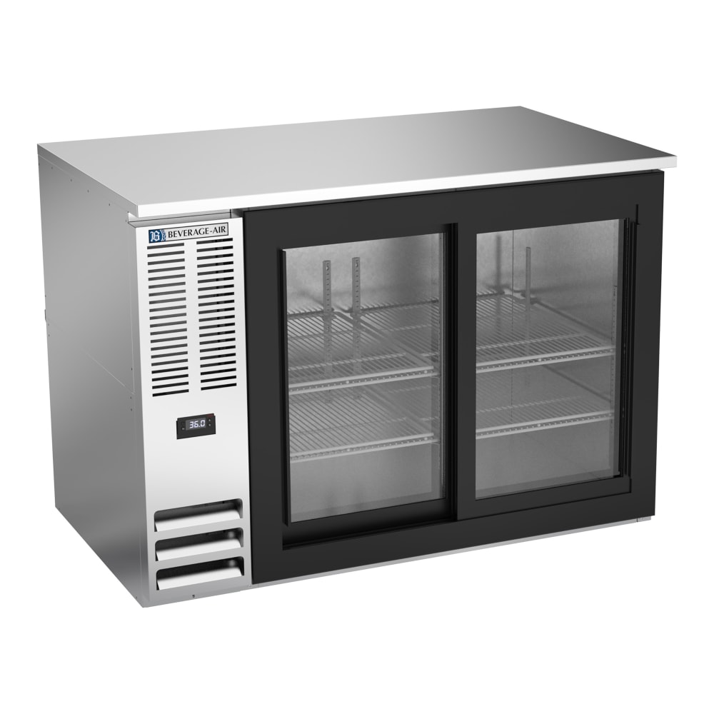 Beverage-Air BB48HC-GS-S 48" Bar Refrigerator - 2 Sliding Glass Doors, Stainless, 115v