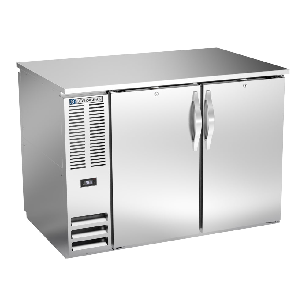 Beverage-Air BB48HC-PT-S 48" Pass Thru Bar Refrigerator - 4 Swinging Solid Doors, Stainless, 115v