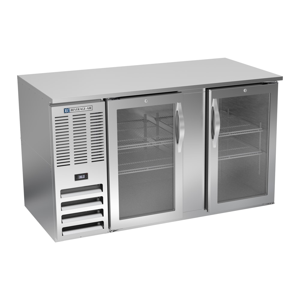 Beverage-Air BB58HC-FG-S 59" Bar Refrigerator - 2 Swinging Glass Doors, Stainless, 115v
