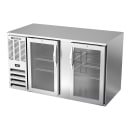 Beverage-Air BB58HC-FG-S 59" Bar Refrigerator - 2 Swinging Glass Doors, Stainless, 115v thumbnail 3