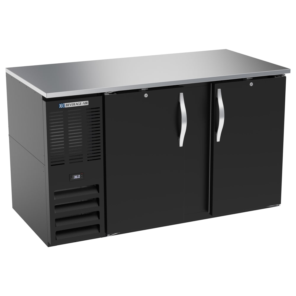 Beverage-Air BB58HC-B 58" Bar Refrigerator - 2 Swinging Solid Doors, Black, 115v