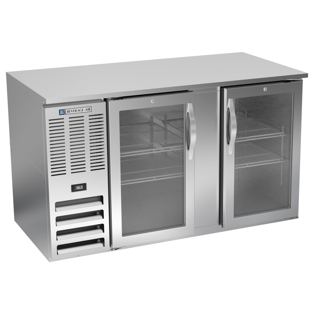 Beverage-Air BB58HC-FG-S 58" Bar Refrigerator - 2 Swinging Glass Doors, Stainless, 115v