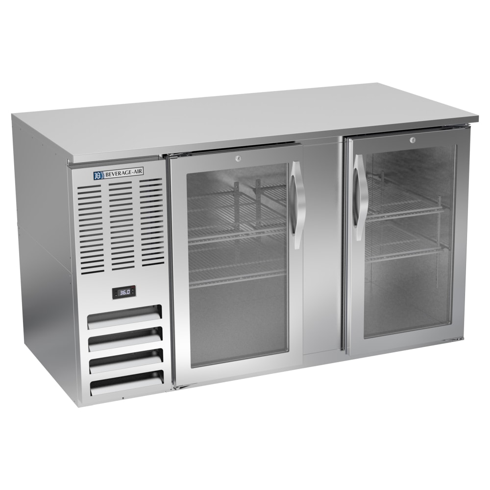 Beverage-Air BB58HC-G-S 58" Bar Refrigerator - 2 Swinging Glass Doors, Stainless, 115v