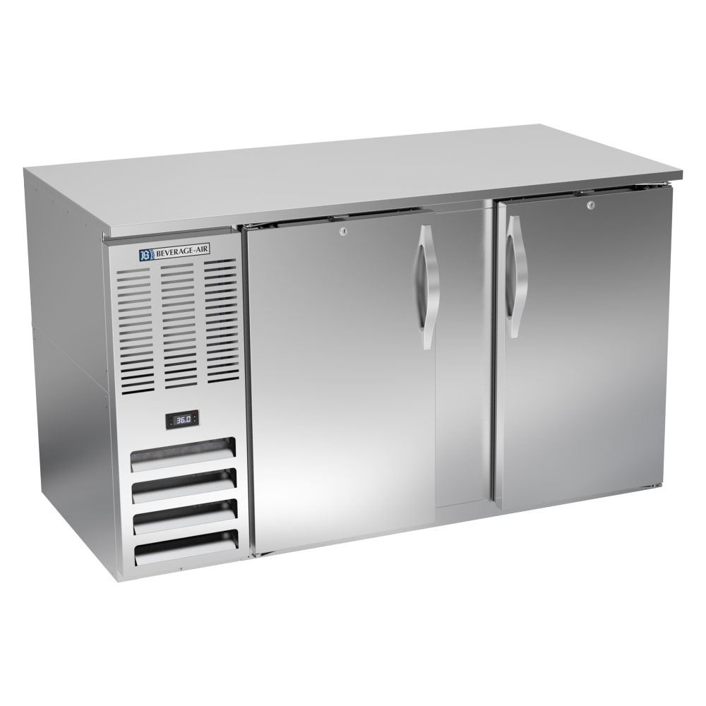 Beverage-Air BB58HC-S 58" Bar Refrigerator - 2 Swinging Solid Doors, Stainless, 115v