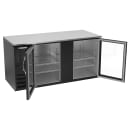 Beverage-Air BB68HC-FG-B 69" Bar Refrigerator - 2 Swinging Glass Doors, Black, 115v thumbnail 2