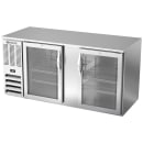 Beverage-Air BB68HC-G-S 69" Bar Refrigerator - 2 Swinging Glass Doors, Stainless, 115v thumbnail 3