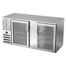 Beverage-Air BB68HC-FG-S 68" Bar Refrigerator - 2 Swinging Glass Doors, Stainless, 115v thumbnail 3