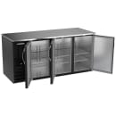 Beverage-Air BB72HC-B 72" Bar Refrigerator - 3 Swinging Solid Doors, Black, 115v thumbnail 2
