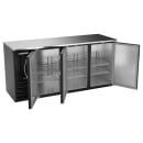 Beverage-Air BBN72HC-B 72" Bar Refrigerator - 3 Swinging Solid Doors, Black, 115v thumbnail 2