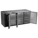 Beverage-Air BB72HC-F-B 72" Bar Refrigerator - 3 Swinging Solid Doors, Black, 115v thumbnail 2