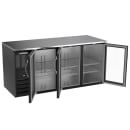 Beverage-Air BB72HC-FG-B 72" Bar Refrigerator - 3 Swinging Glass Doors, Black, 115v thumbnail 2