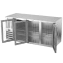 Beverage-Air BB72HC-FG-S 72" Bar Refrigerator - 3 Swinging Glass Doors, Stainless, 115v thumbnail 4