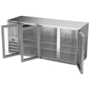 Beverage-Air BBN72HC-FG-S 72" Bar Refrigerator - 3 Swinging Glass Doors, Stainless, 115v thumbnail 4