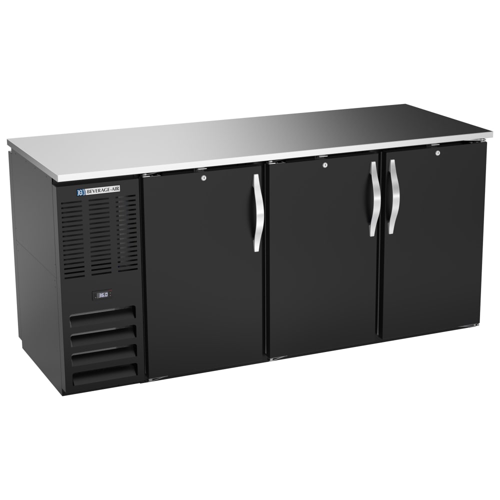 Beverage-Air BBN72HC-F-PT-B 72" Bar Refrigerator - 6 Swinging Solid Doors, Black, 115v
