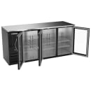Beverage-Air BBN72HC-G-B 72" Bar Refrigerator - 3 Swinging Glass Doors, Black, 115v thumbnail 2