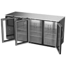Beverage-Air BBN72HC-G-B 72" Bar Refrigerator - 3 Swinging Glass Doors, Black, 115v thumbnail 4