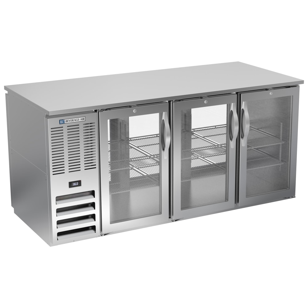 Beverage-Air BB72HC-G-PT-S 72" Bar Refrigerator - 6 Swinging Glass Doors, Stainless, 115v