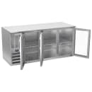 Beverage-Air BB72HC-G-S 72" Bar Refrigerator - 3 Swinging Glass Doors, Stainless, 115v thumbnail 2