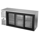 Beverage-Air BBN72HC-GS-S 72" Bar Refrigerator - 3 Sliding Glass Doors, Stainless, 115v thumbnail 2
