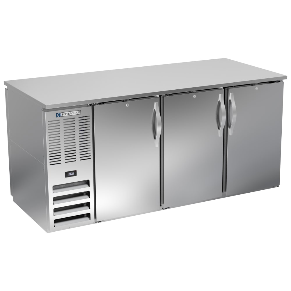 Beverage-Air BB72HC-PT-S 72" Bar Refrigerator - 6 Swinging Solid Doors, Stainless, 115v