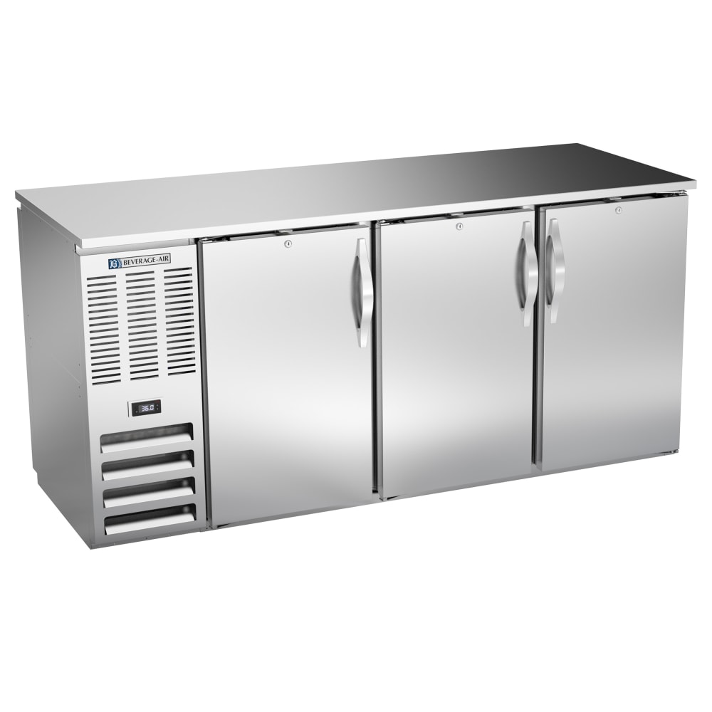 Beverage-Air BBN72HC-PT-S 72" Bar Refrigerator - 6 Swinging Solid Doors, Stainless, 115v