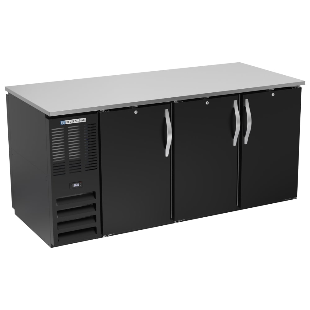 Beverage-Air BB72HC-F-PT-B 72" Pass Thru Bar Refrigerator - 6 Swinging Solid Doors, Black, 115v