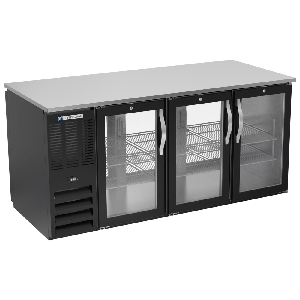 Beverage-Air BB72HC-G-PT-B 72" Pass Thru Bar Refrigerator - 6 Swinging Glass Doors, Black, 115v