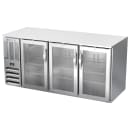 Beverage-Air BB72HC-G-S 72" Bar Refrigerator - 3 Swinging Glass Doors, Stainless, 115v thumbnail 3