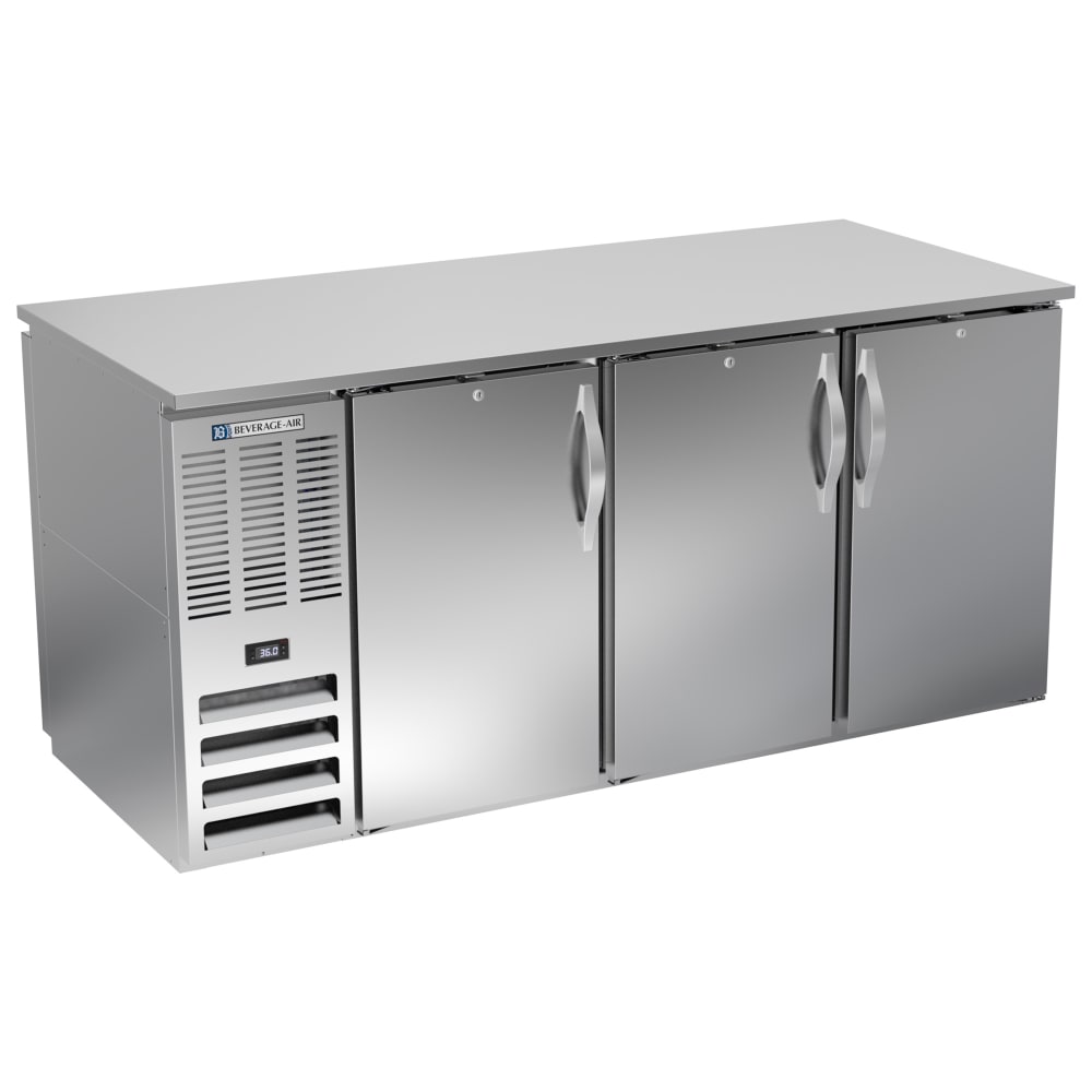 Beverage-Air BB72HC-PT-S 72" Pass Thru Bar Refrigerator - 6 Swinging Solid Doors, Stainless, 115v
