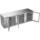 Beverage-Air BB94HC-G-S 95" Bar Refrigerator - 3 Swinging Glass Doors, Stainless, 115v thumbnail 2
