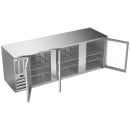 Beverage-Air BB94HC-FG-S 94" Bar Refrigerator - 3 Swinging Glass Doors, Stainless, 115v thumbnail 2