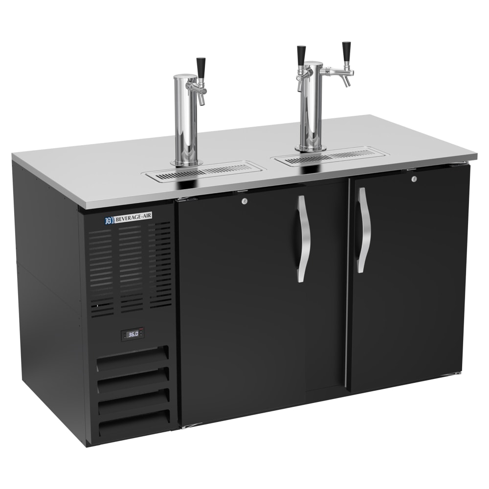 Beverage-Air DD58HC-B 58" Kegerator Beer Dispenser w/ (2) 1/2 Keg Capacity - (2) Columns, Black, 115v