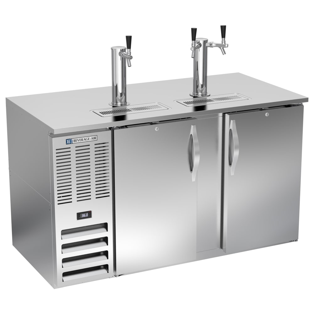 Beverage-Air DD58HC-S 58" Kegerator Beer Dispenser w/ (2) 1/2 Keg Capacity - (2) Columns, Stainless, 115v