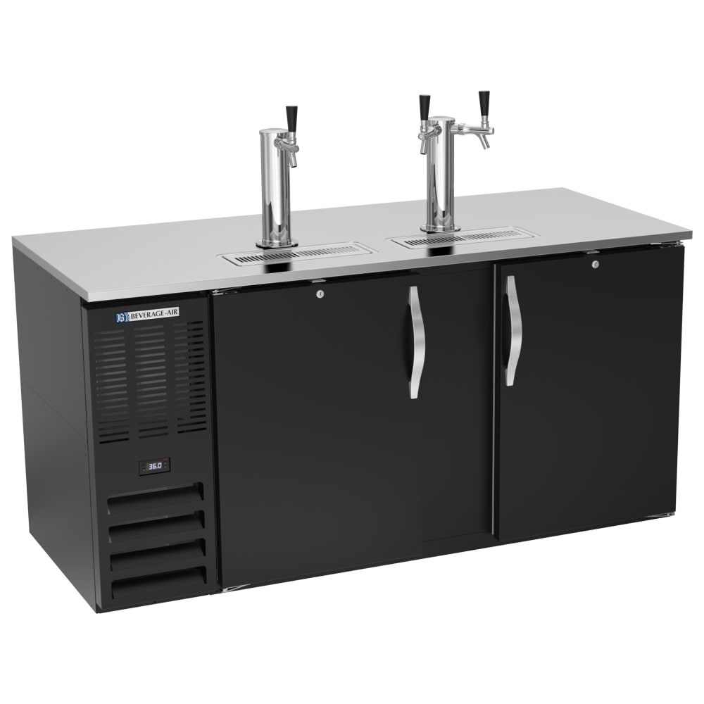 Beverage-Air DD68HC-B 68" Kegerator Beer Dispenser w/ (3) 1/2 Keg Capacity - (2) Columns, Black, 115v