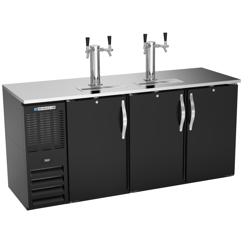 Beverage-Air DDN72HC-B 72" Kegerator Beer Dispenser w/ (3) Keg Capacity - (2) Column, Black, 115v