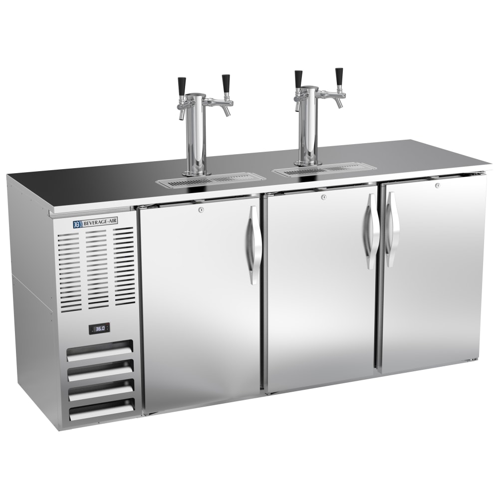 Beverage-Air DDN72HC-S 72" Kegerator Beer Dispenser w/ (3) Keg Capacity - (2) Column, Stainless, 115v