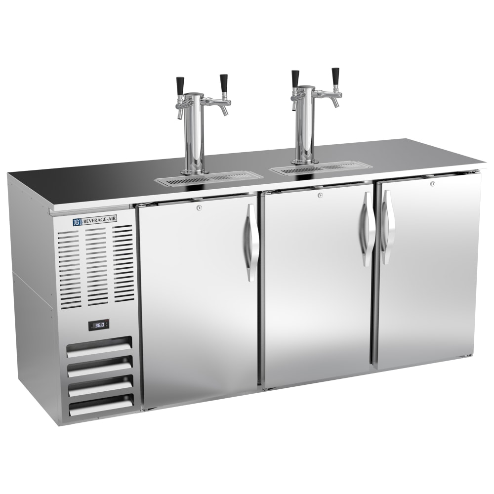 Beverage-Air DDN72HC-S 72" Kegerator Beer Dispenser w/ (3) 1/2 Keg Capacity - (2) Columns, Stainless, 115v