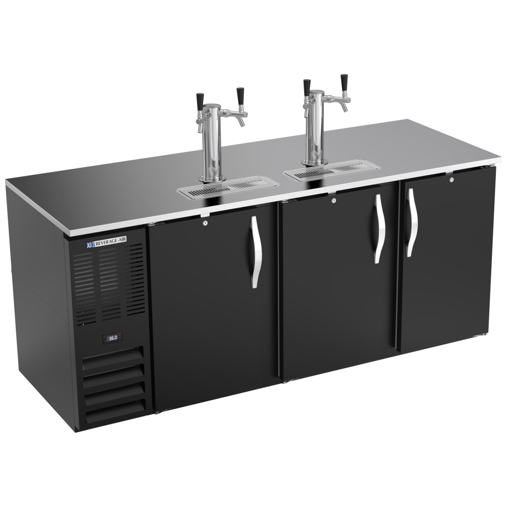Beverage-Air DD78HC-B 78" Kegerator Beer Dispenser w/ (4) 1/2 Keg Capacity - (2) Columns, Black, 115v