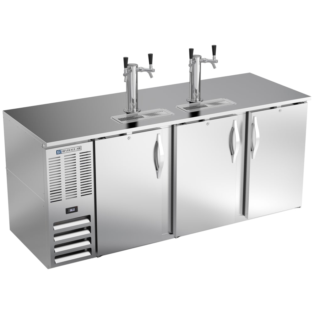 Beverage-Air DD78HC-S 78" Kegerator Beer Dispenser w/ (4) 1/2 Keg Capacity - (2) Columns, Stainless, 115v